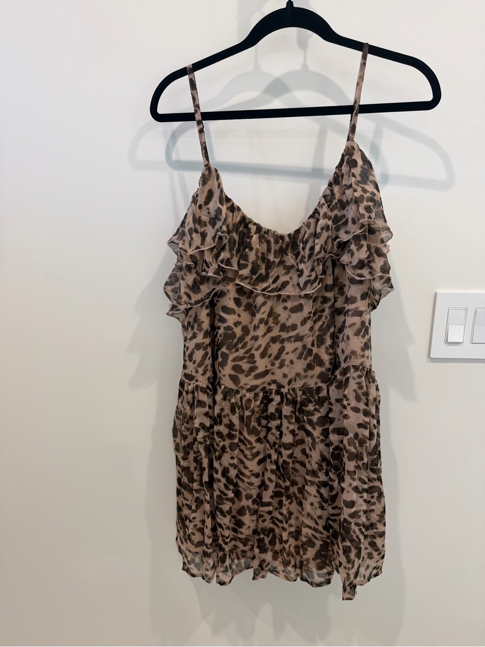 Old Navy Leopard Ruffle Slip Dress - Brown, Tan
